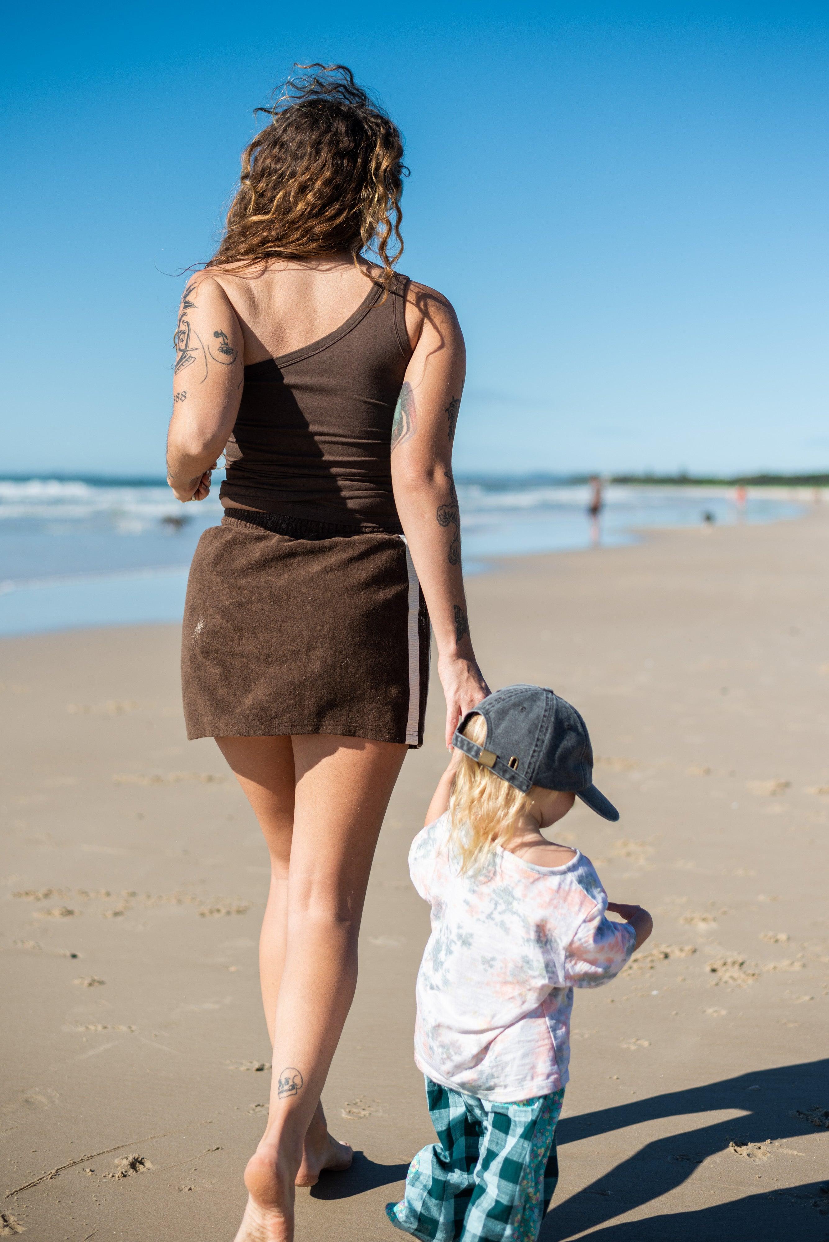 One Shoulder Crop Beach Back