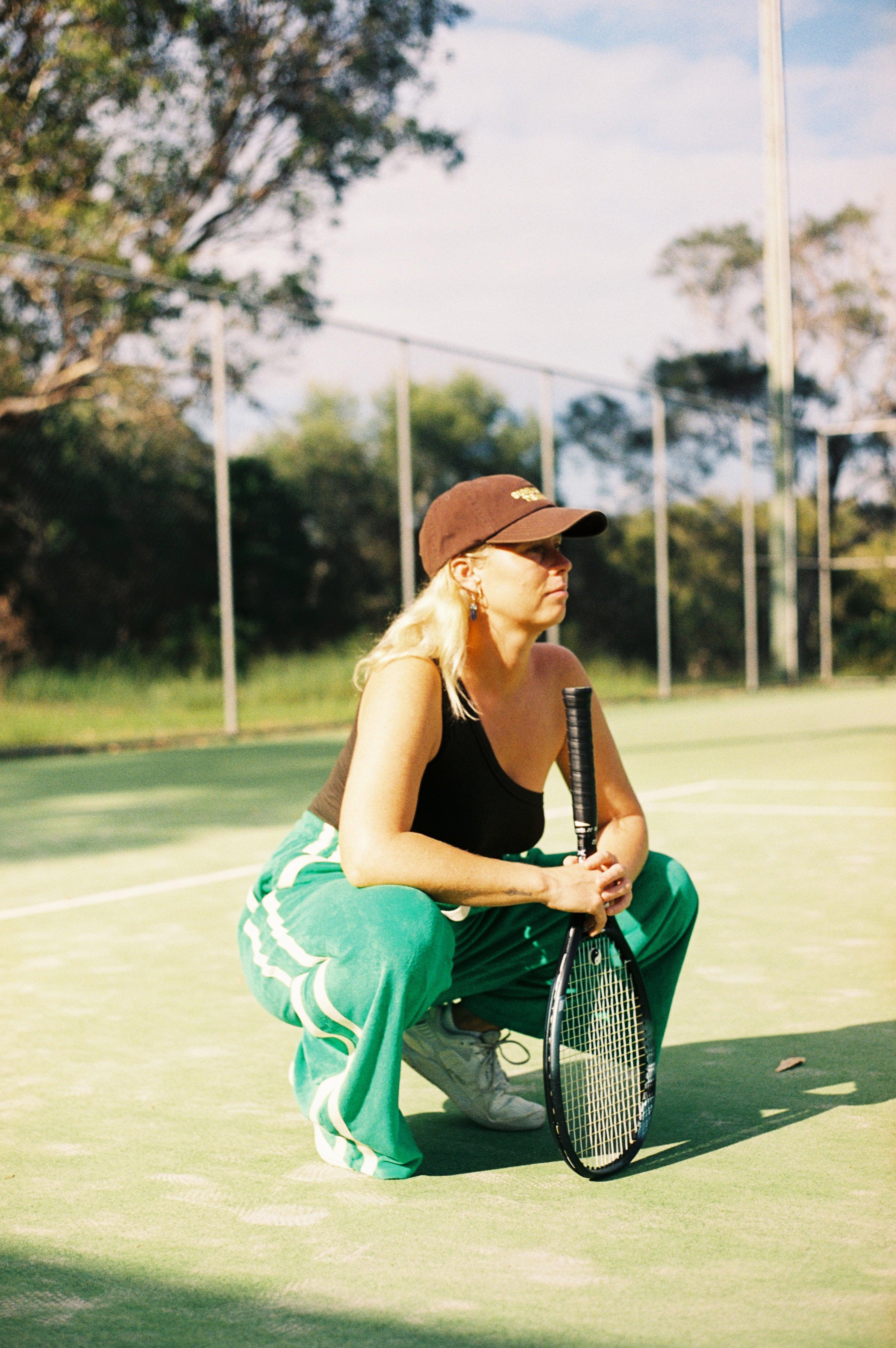 One Shoulder Crop Tennis Pose