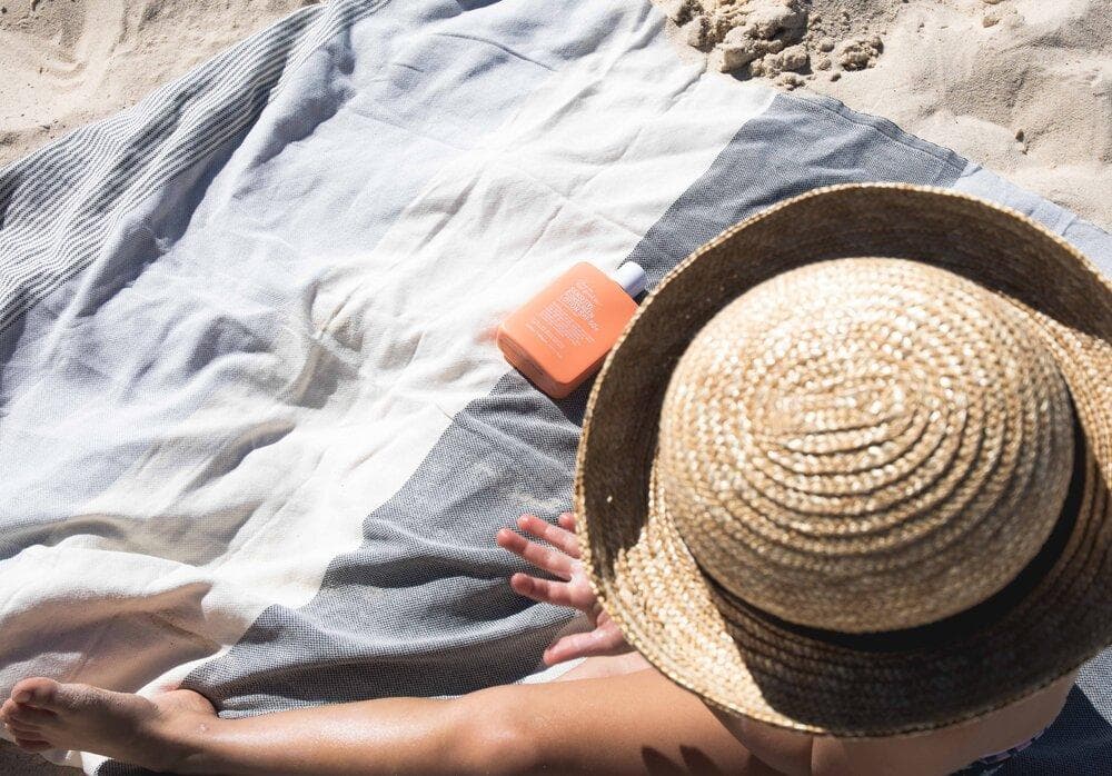Johnny Turkish Towel - Natural Grey on model