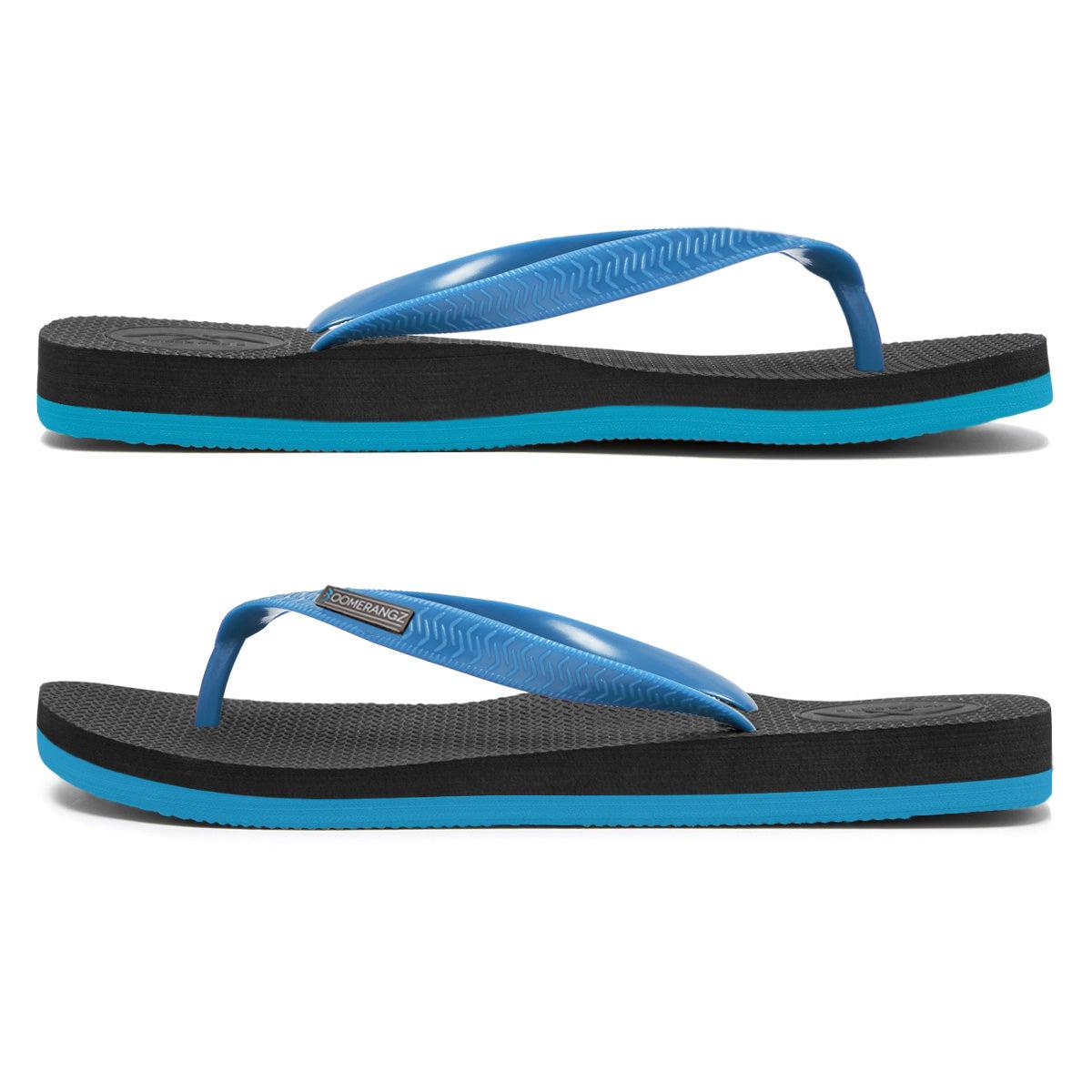 Reg Black/Blue Thongs + Additional Electric Blue Coloured Straps 
