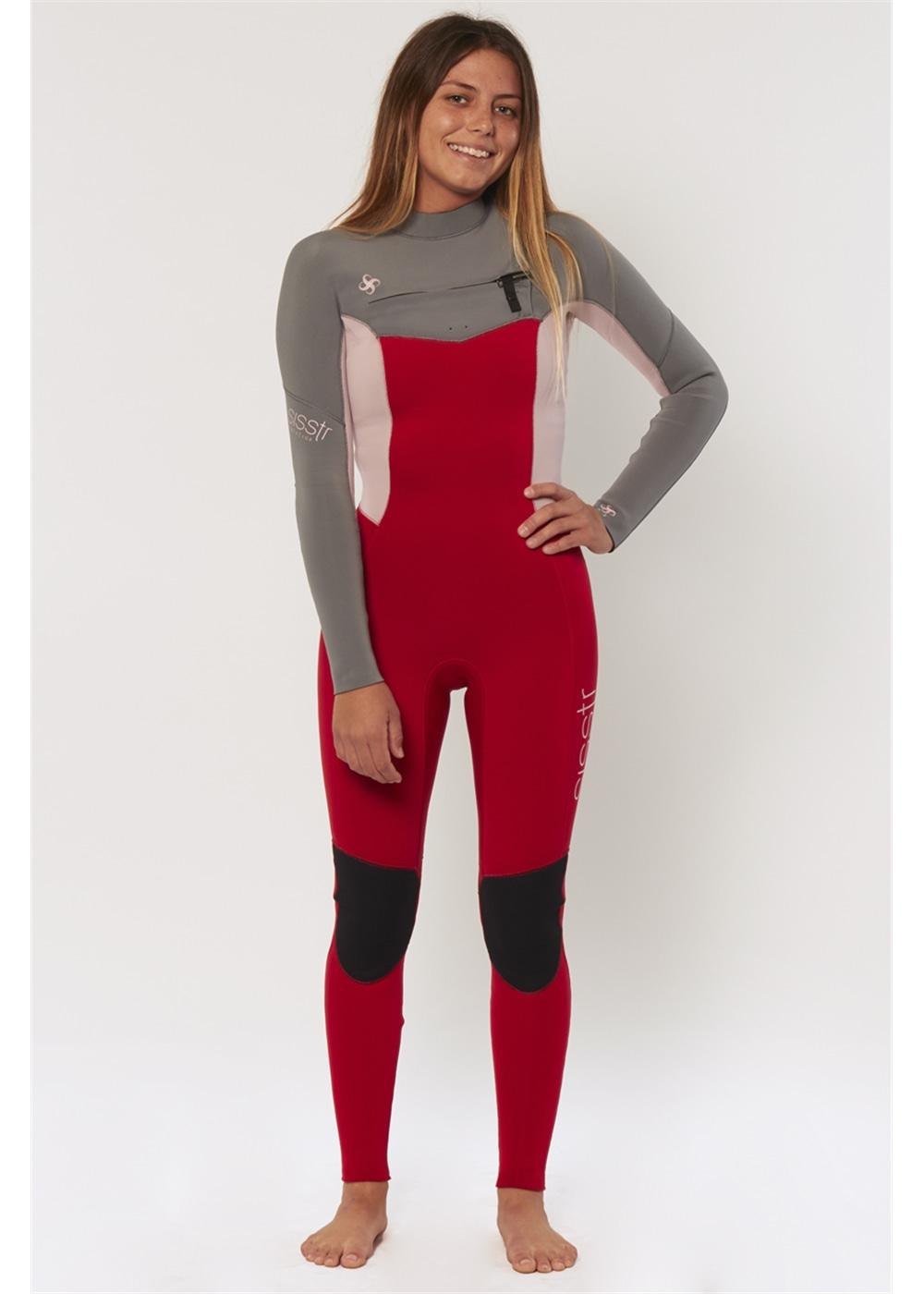 Sisstr 7 Seas 3/2 Chest Zip Wetsuit - Red front