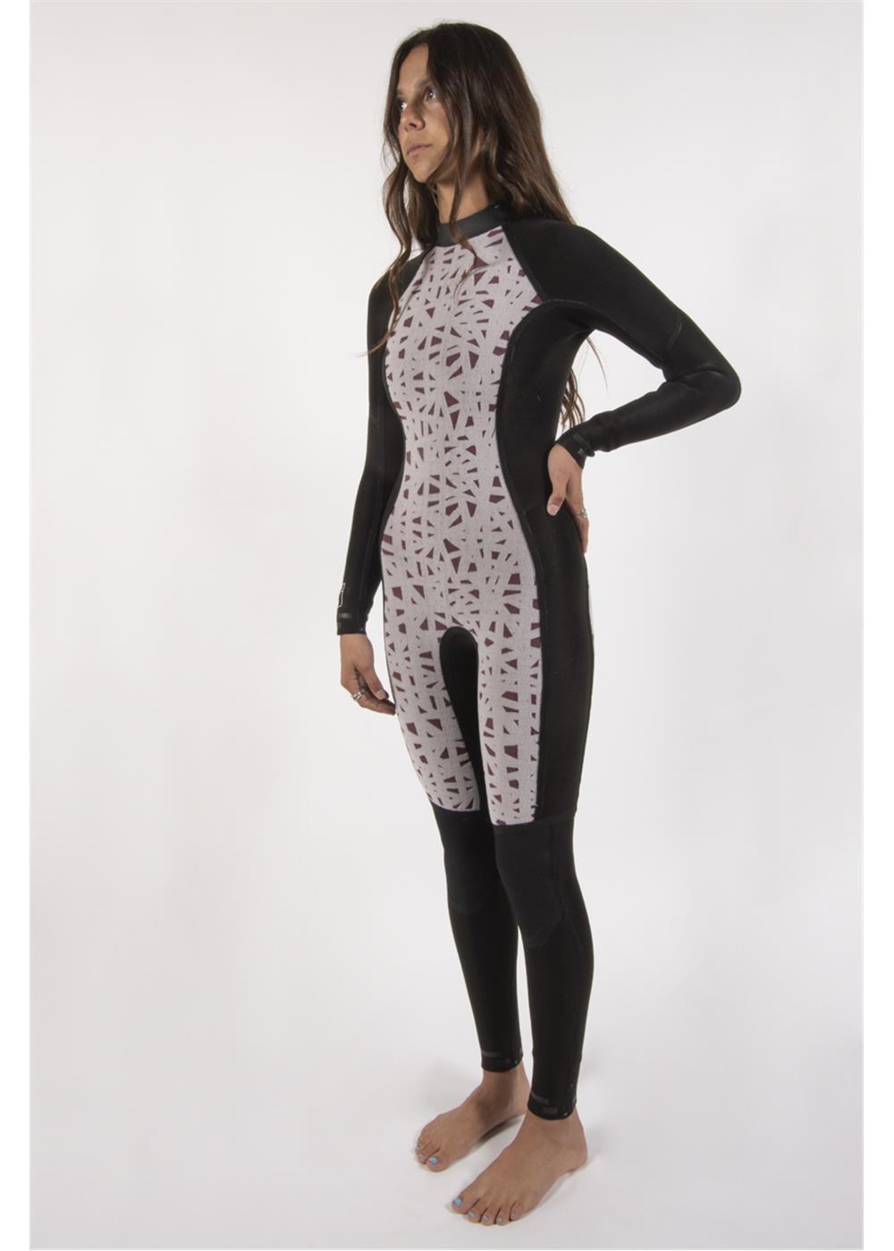 Sisstr 7 Seas 3/2 Back Zip Wetsuit - Wine lining side
