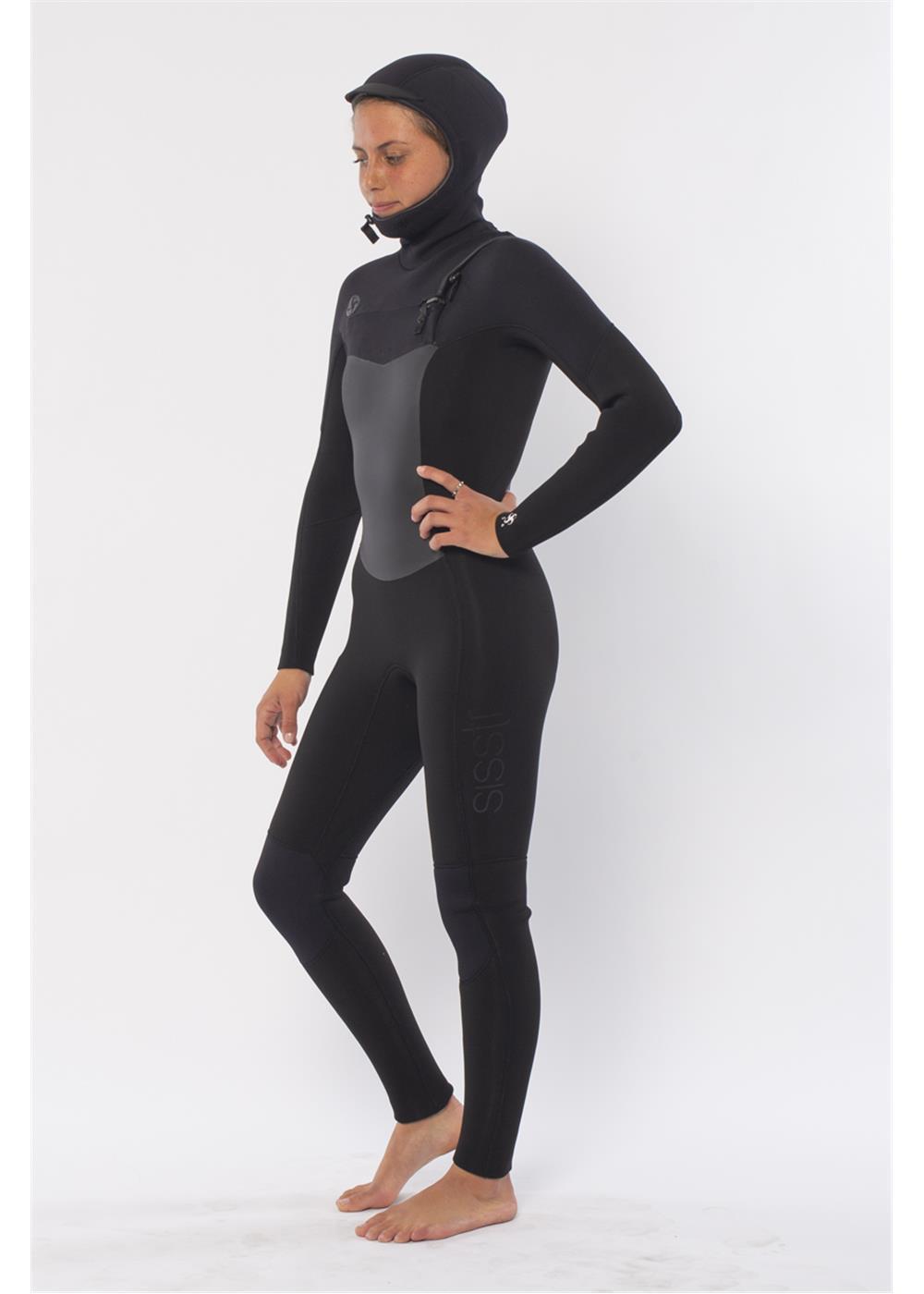Sisstr 7 Seas 5/4 Hooded Chest Zip Wetsuit - Solid 0Black lining
