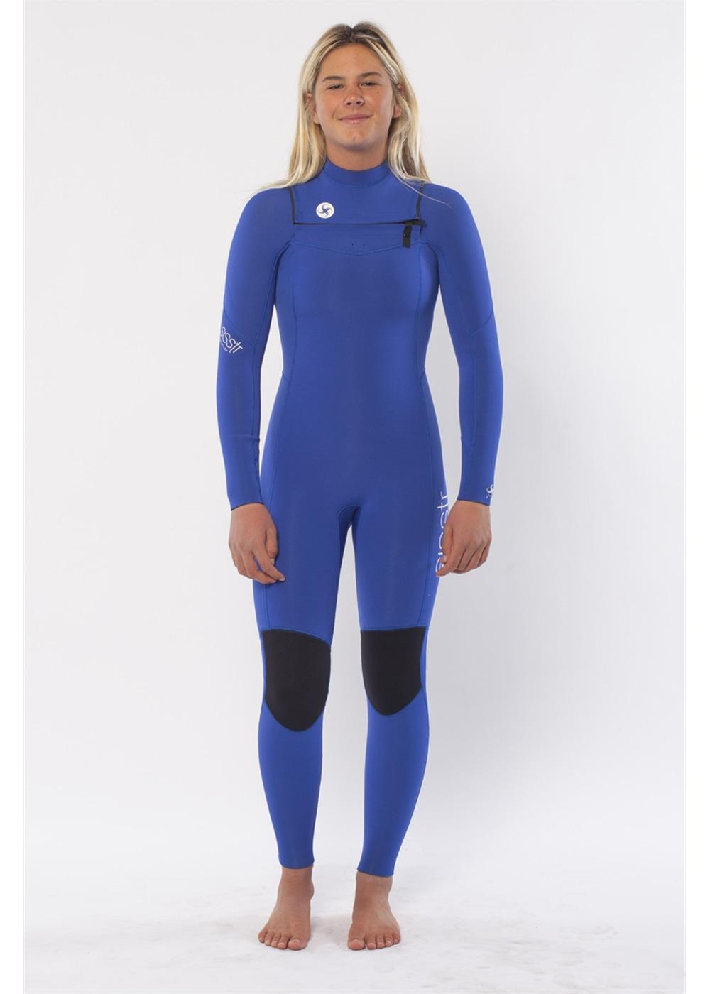 Sisstr Girl's 7 Seas 3/2 Chest Zip Wetsuit - Bright Blue front