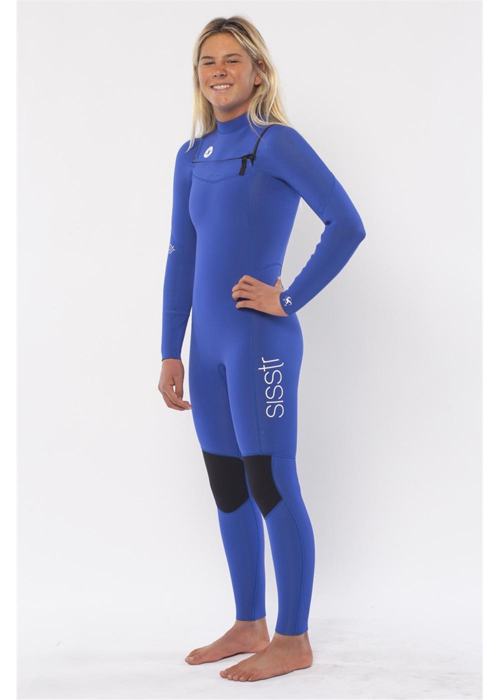 Sisstr Girl's 7 Seas 3/2 Chest Zip Wetsuit - Bright Blue side
