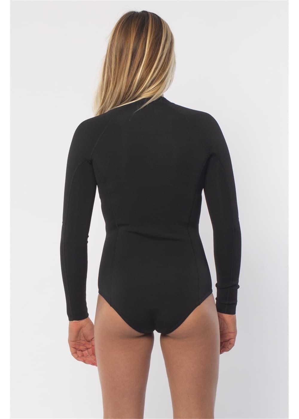 Sisstrevolution Summer Seas L/S Cheeky Spring Suit - Solid Black - Back