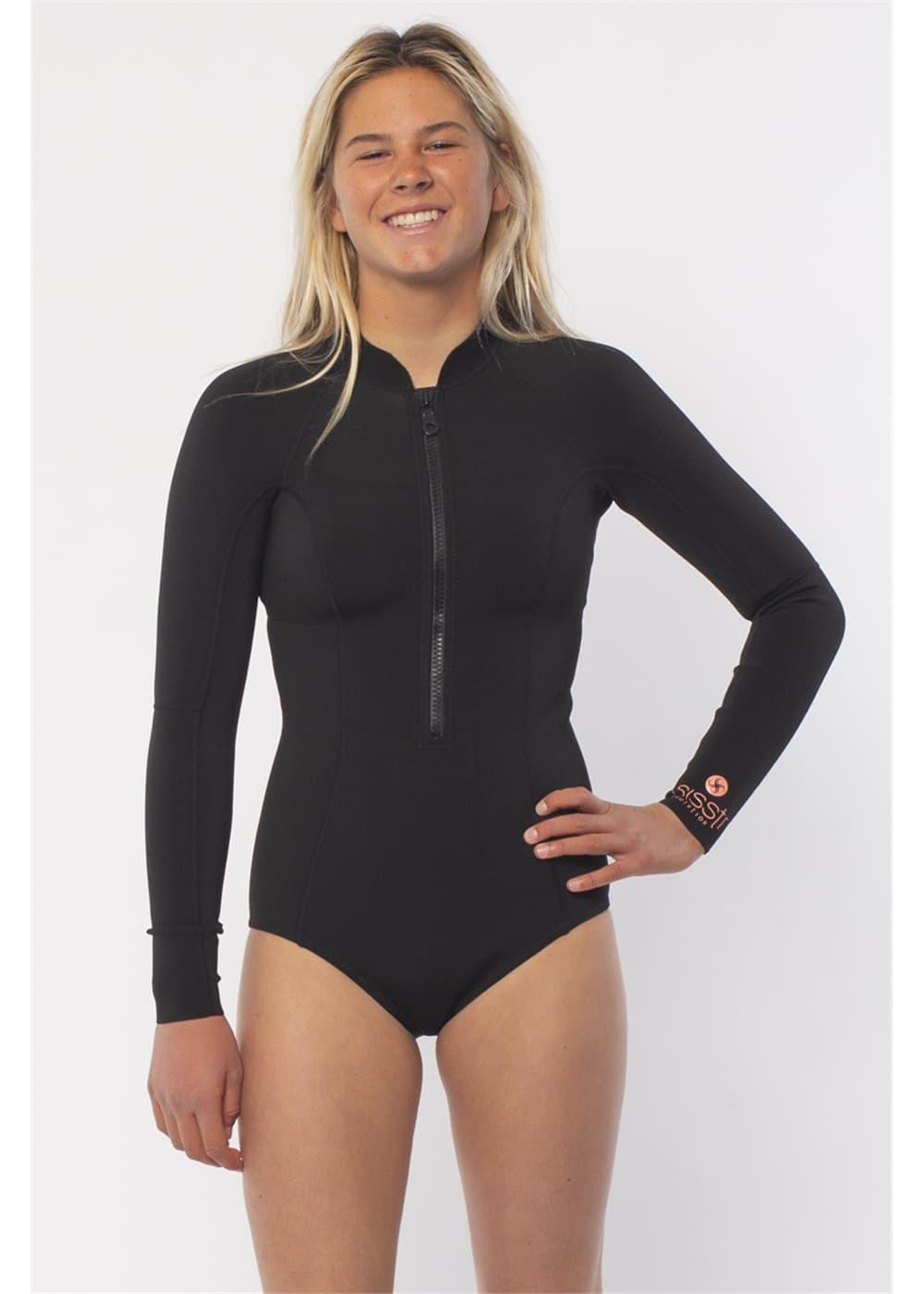 Sisstrevolution Summer Seas L/S Cheeky Spring Suit - Solid Black - Front
