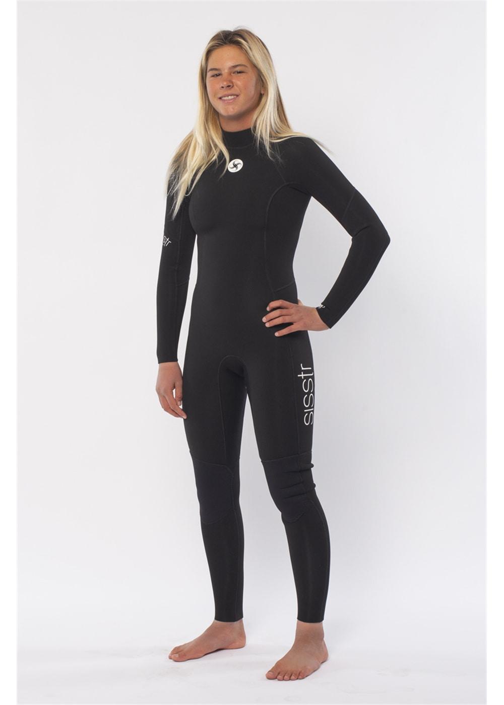 Sisstrevolution Summer Seas Solid Back Zip Full Suit - Solid Black - Front2