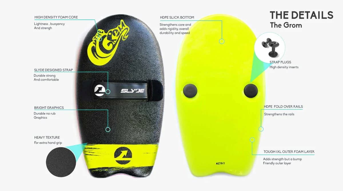 Slyde Grom Soft Top Handboard details and features