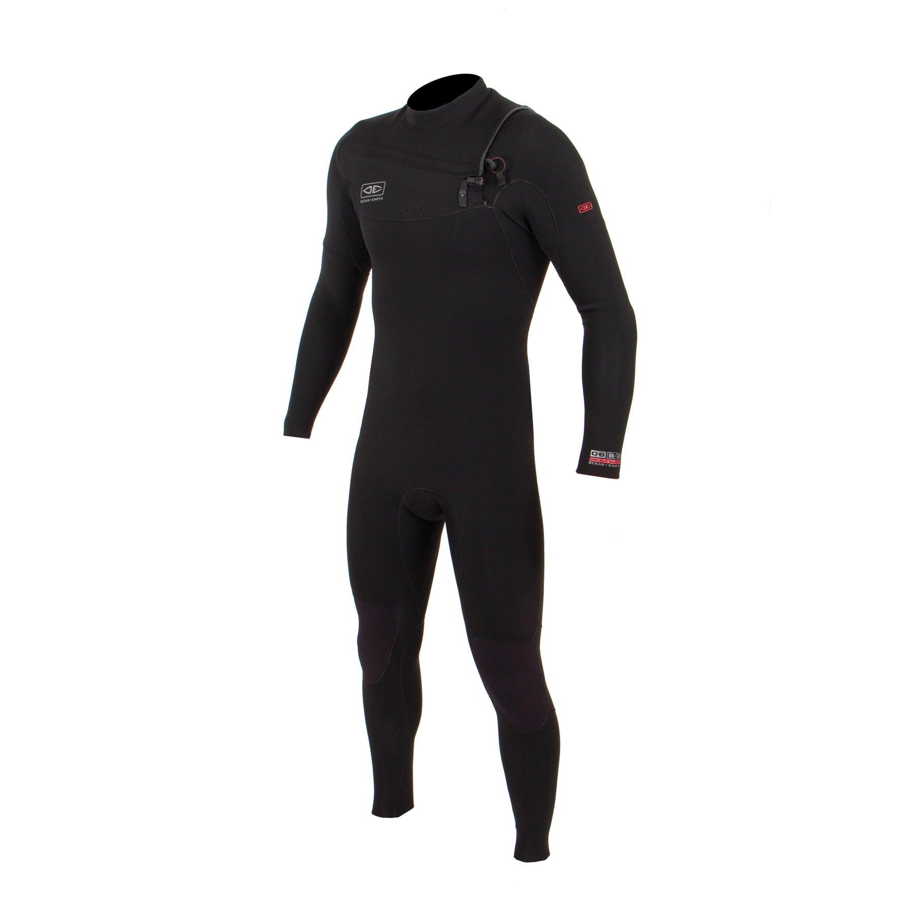 Ocean and Earth Mens Double Black Chest Zip Steamer - 3/2mm