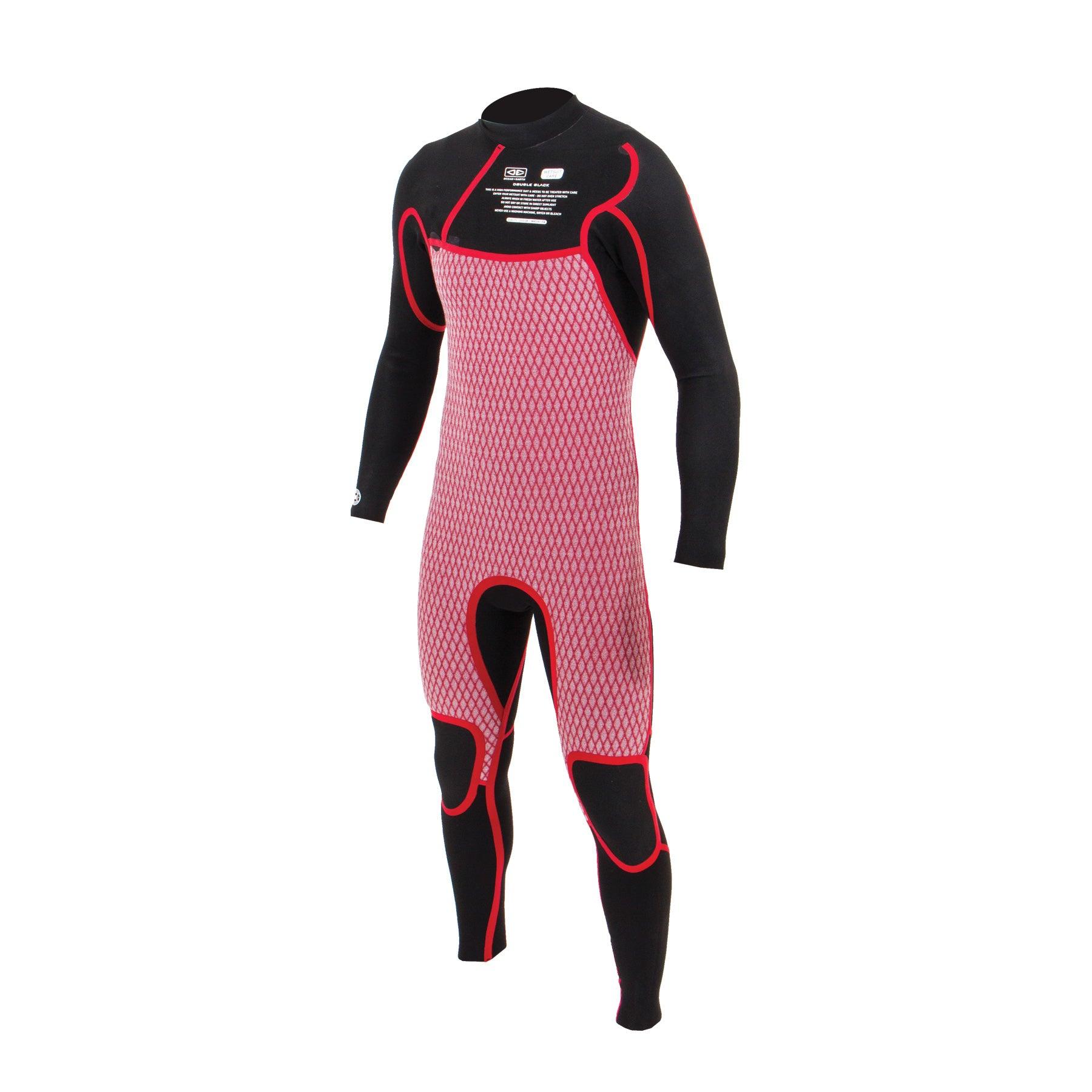 Ocean and Earth Mens Double Black Chest Zip Steamer - 3/2mm