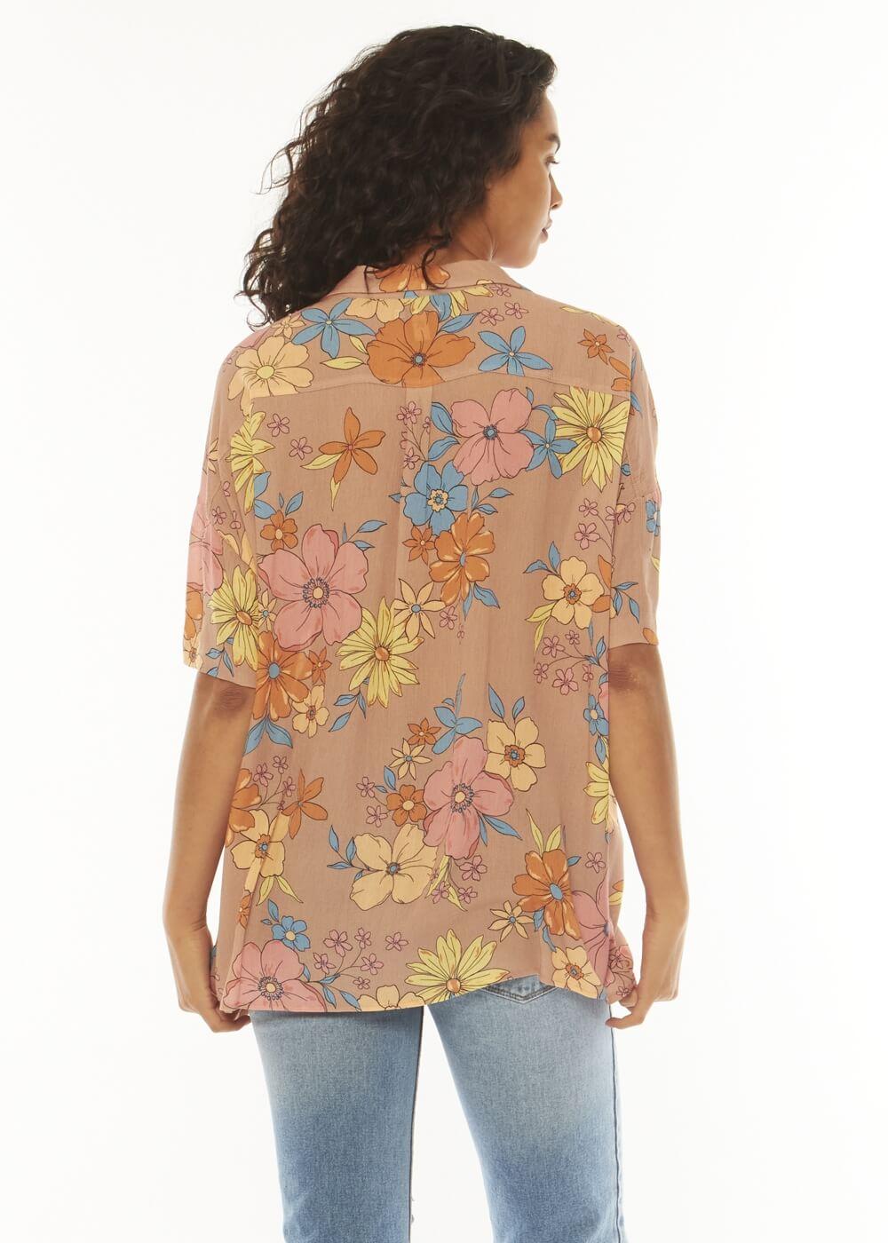 Stay Stoked Ss Woven Top - Russet