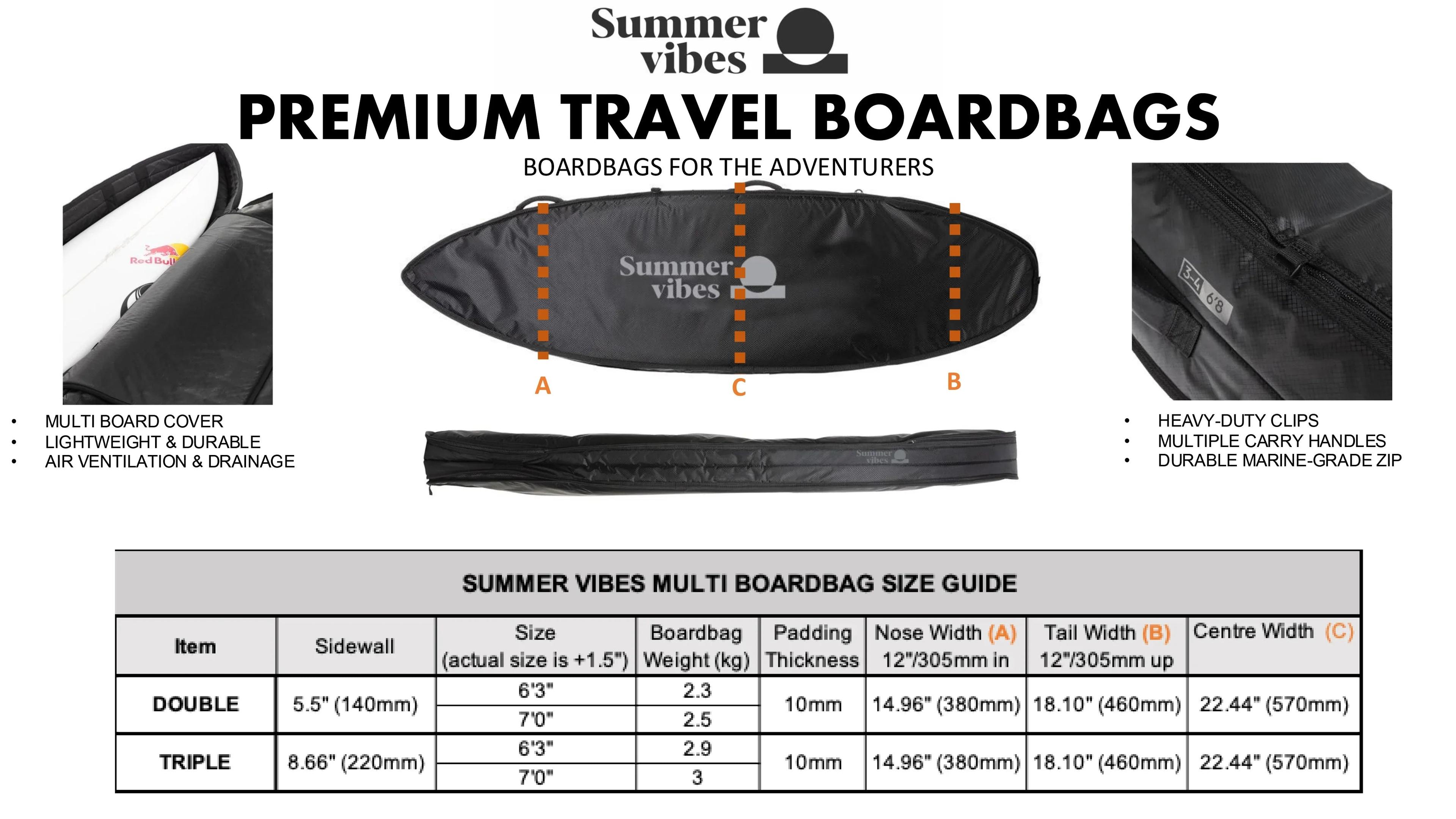 Summer vibes Premium Triple Cover 3-4 Surfboard Boardbag