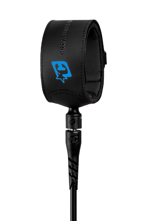 6ft Superlite Lite Leash 5mm - Black/Cyan 2