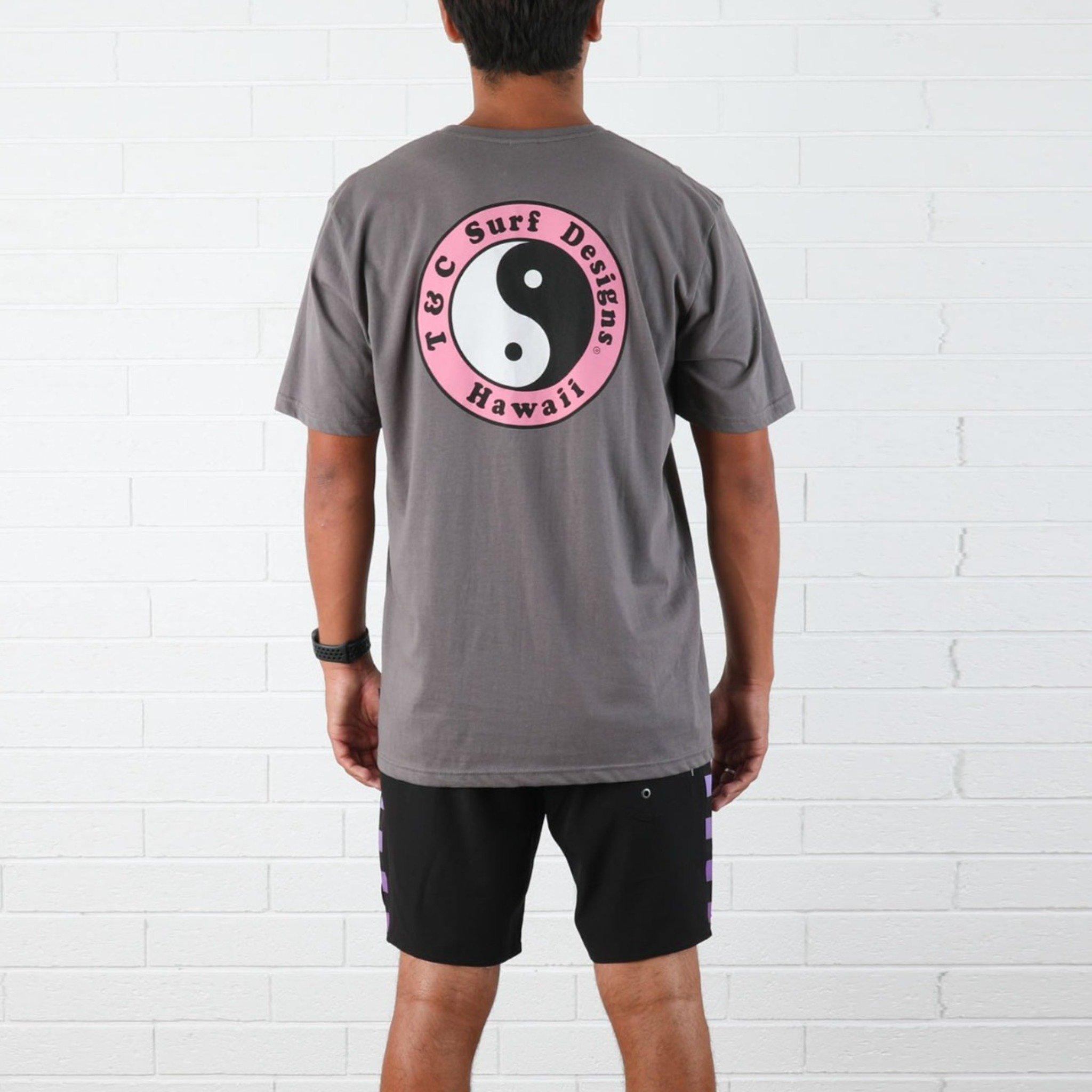 T&C OG Logo Tee - Steel/Pink back when worn