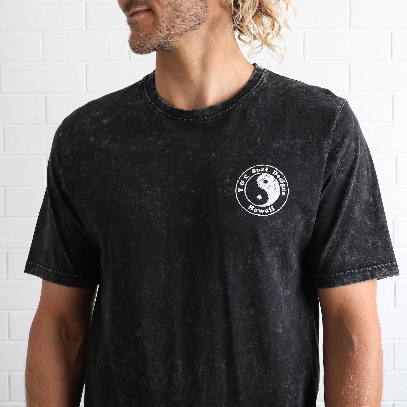 T&C Endless Wave Tee - Acid Black front on model close up