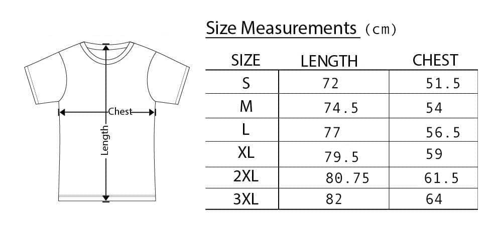 T&C Size chart