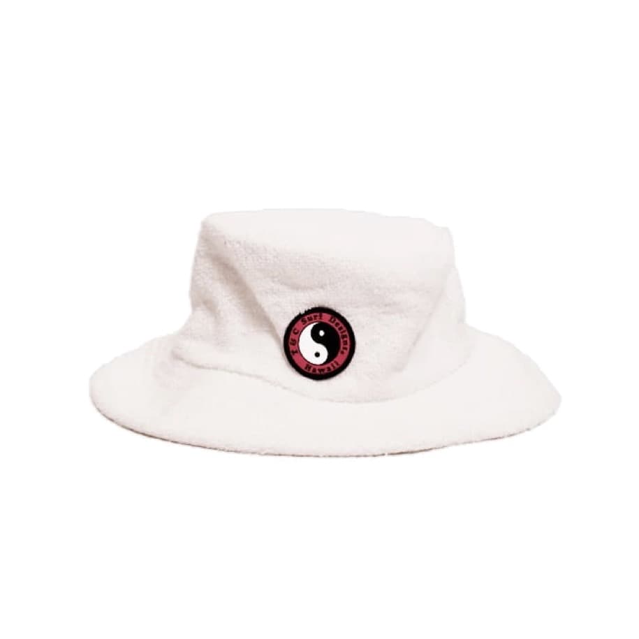 T&C Terry Beach Hat - White with pink logo