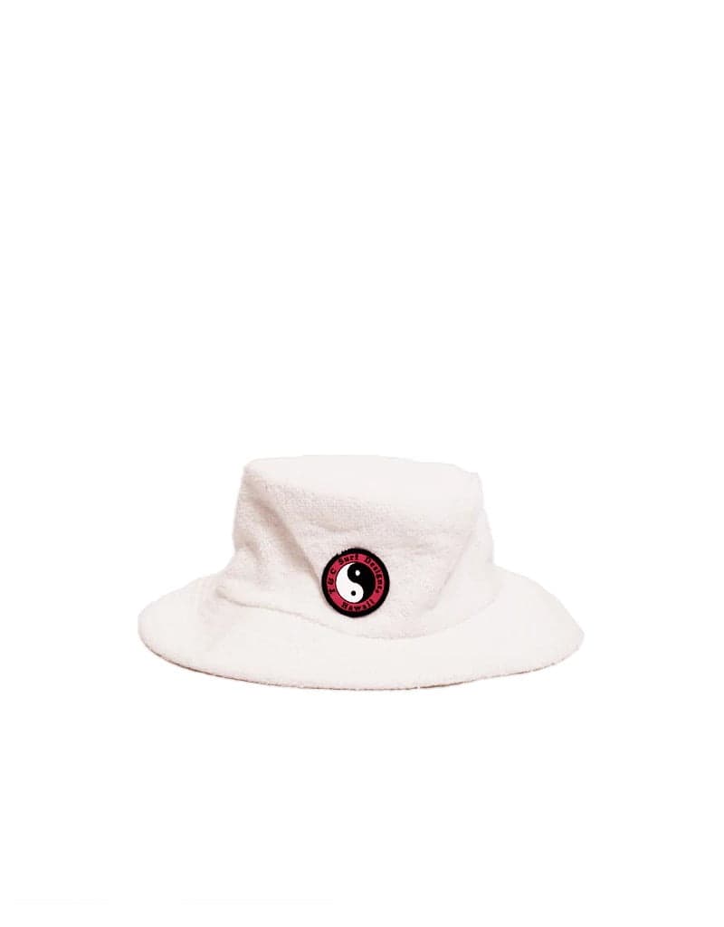 T&C Terry Beach Hat - White with pink logo