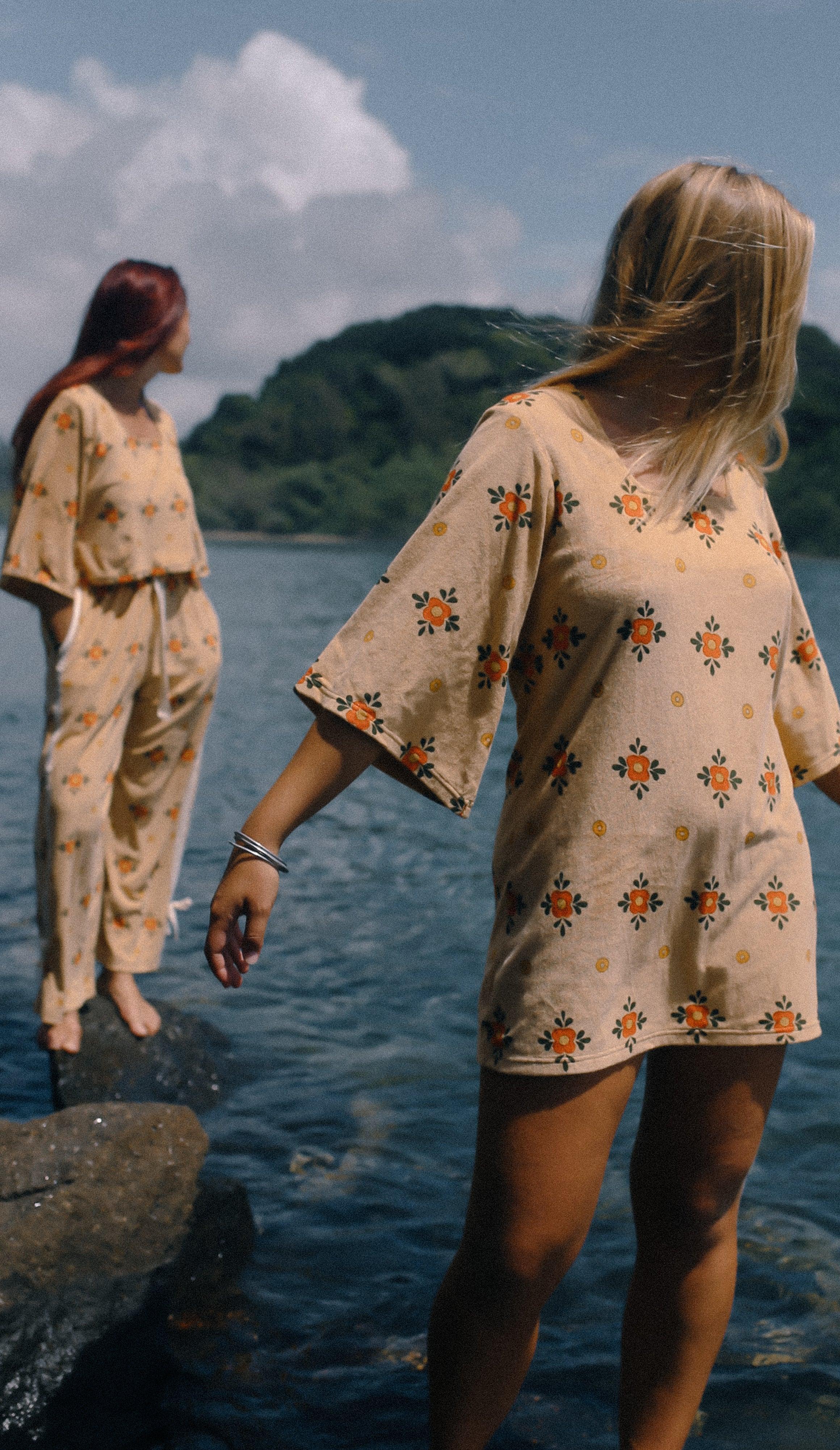 Two models by water