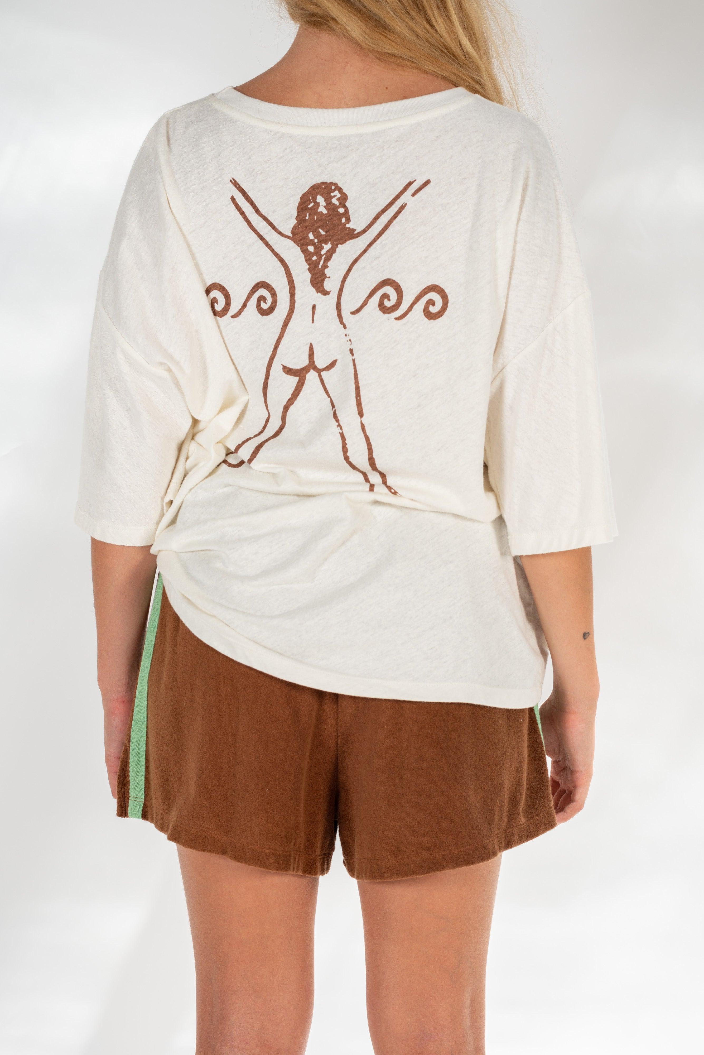 Back view of shorts, outdoor setting