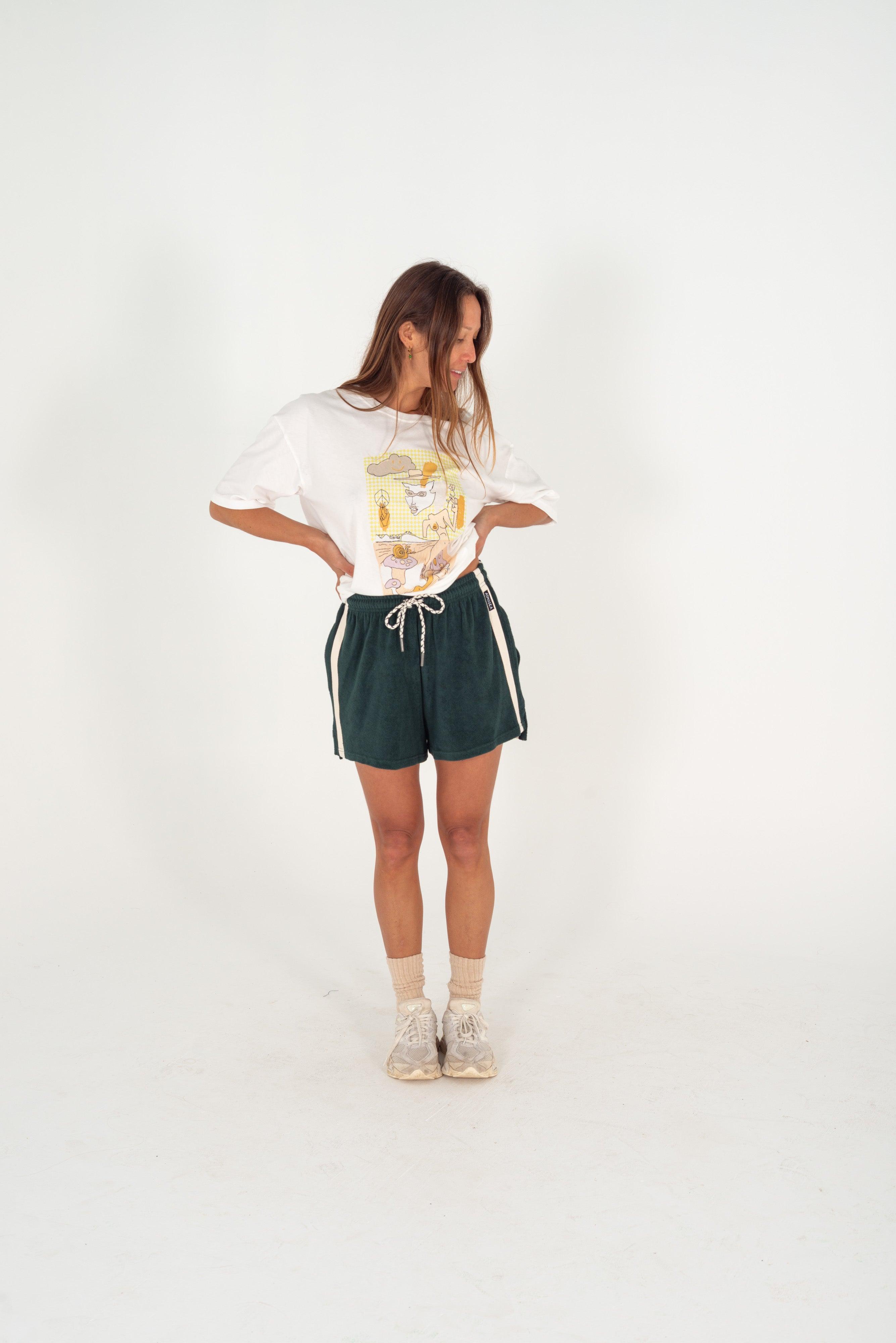 Terry Towelling Shorts Forest Green