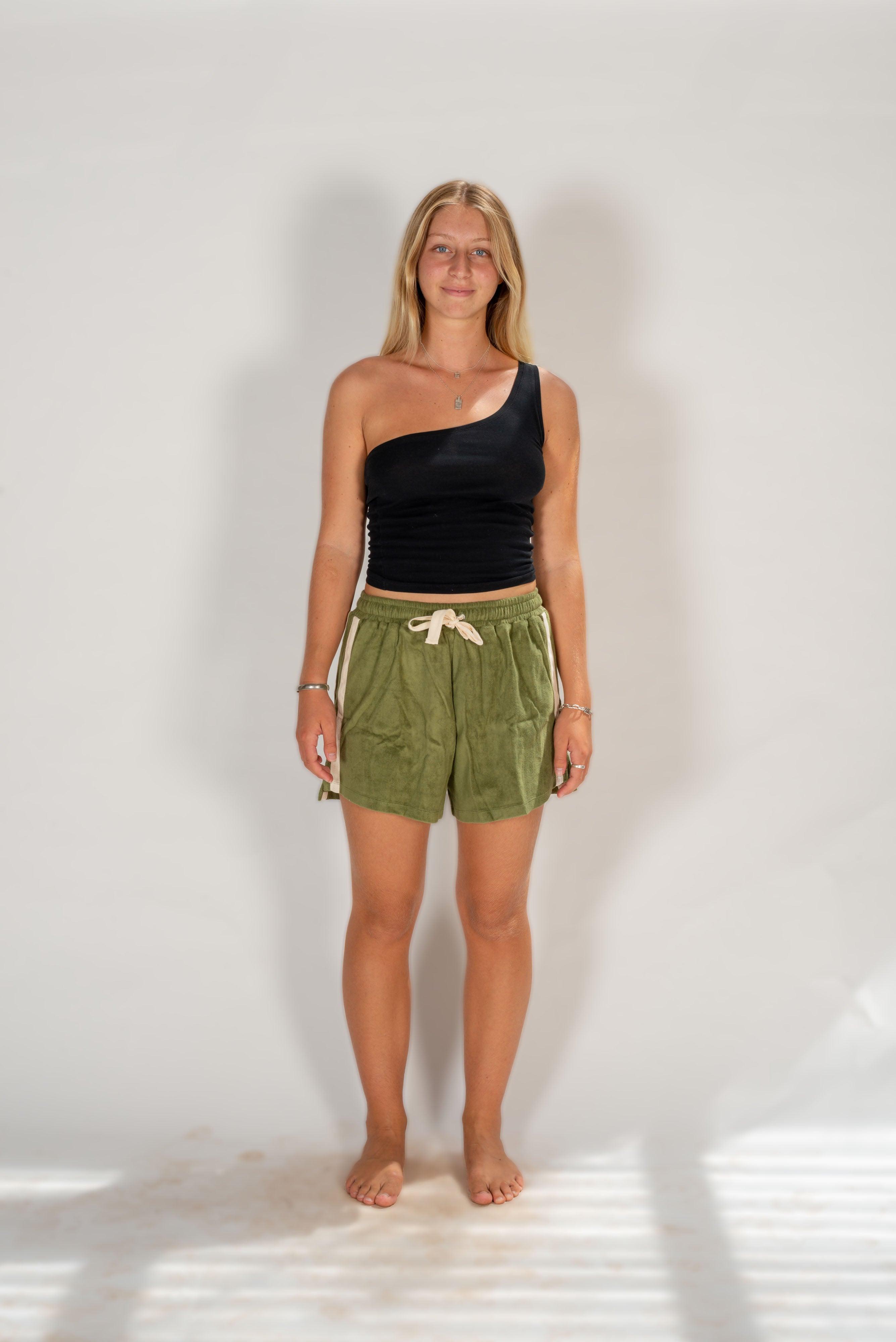 Front view of shorts on model