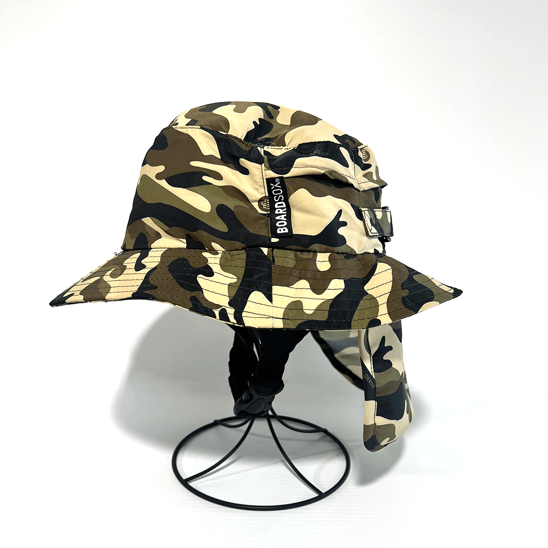 Side view of camo surf hat