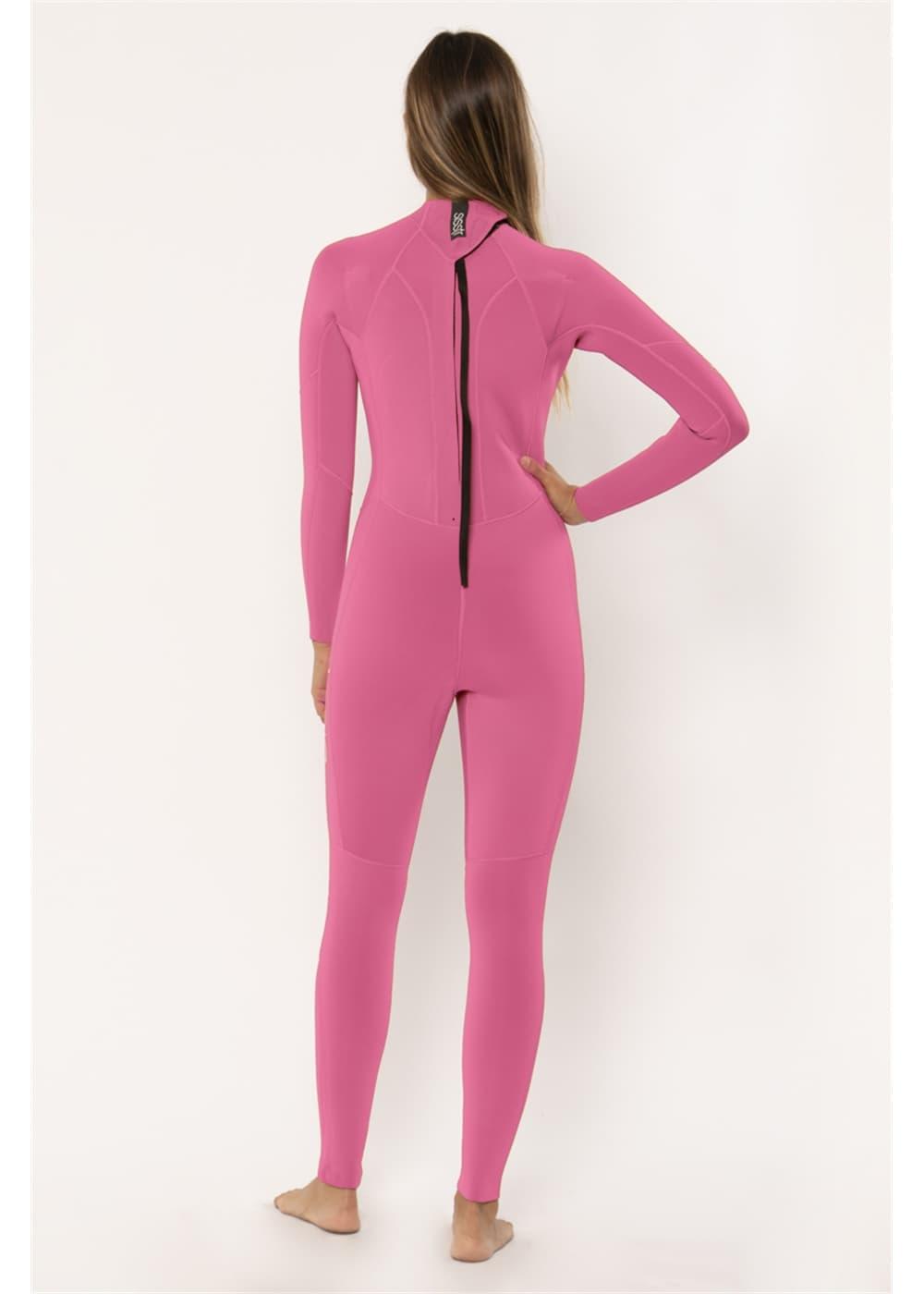 Sisstr 7 Seas 3/2 Back Zip Steamer Wetsuit Magenta - back