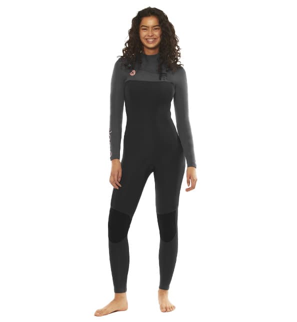 Womens High Seas 4/3 Chest Zip Wetsuit - Charcoal