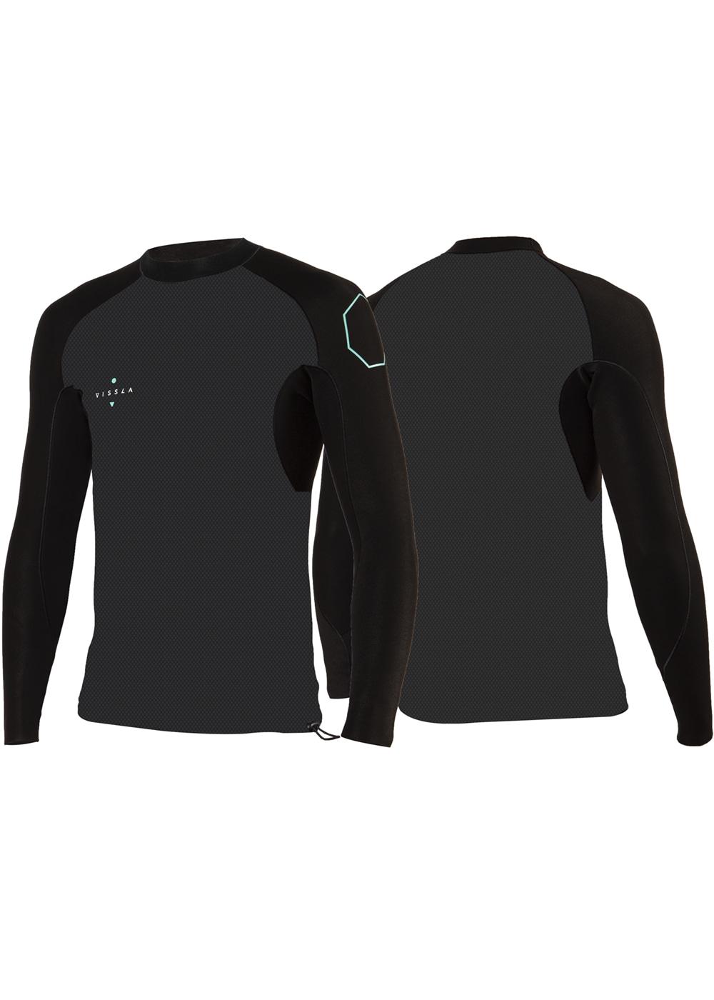 Vissla 1mm High Seas L/S Jacket - Phantom 2 - Front and Back