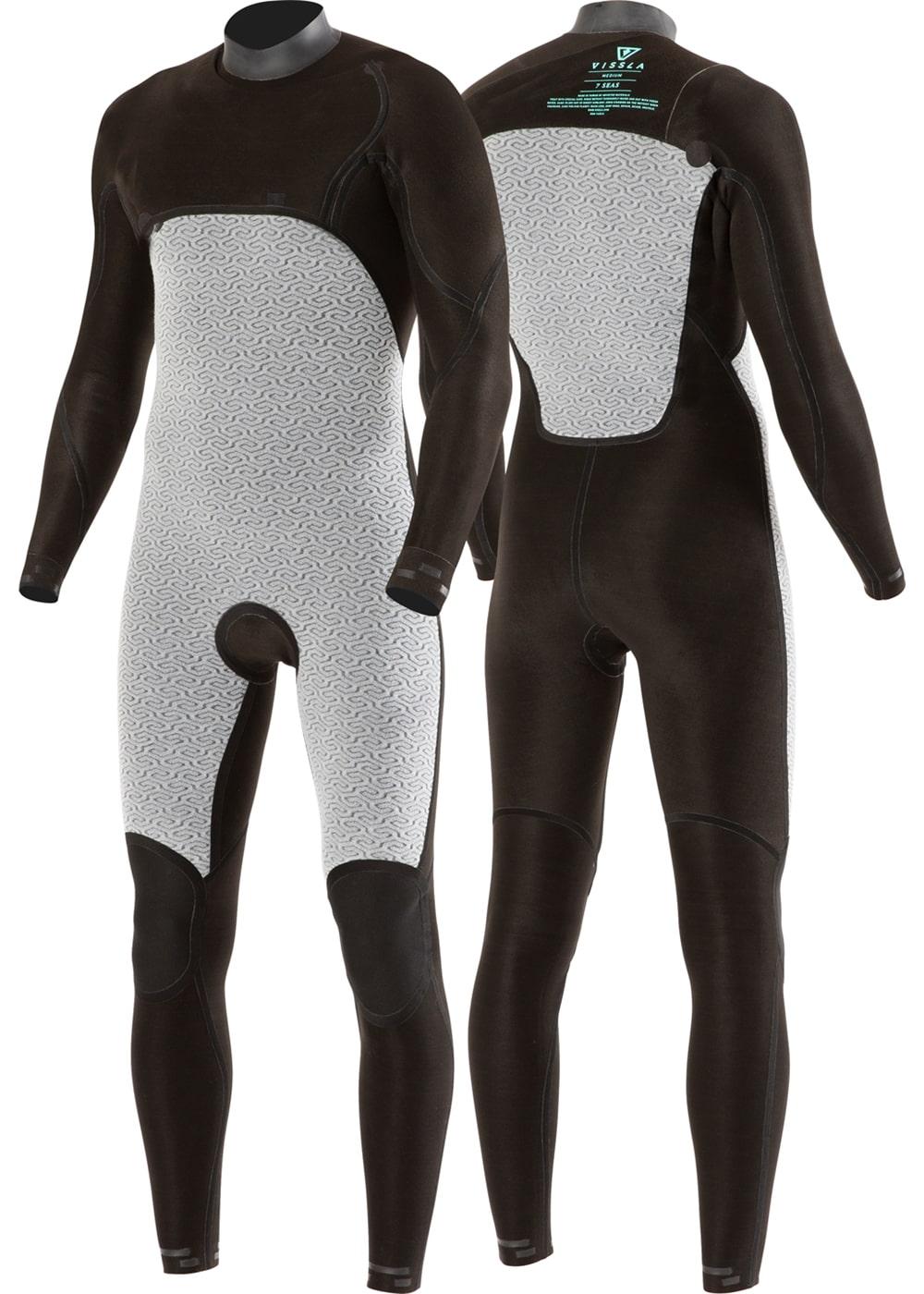 Vissla 7 Seas 5/4 Full Chest Zip - Black - Front and Back - Print