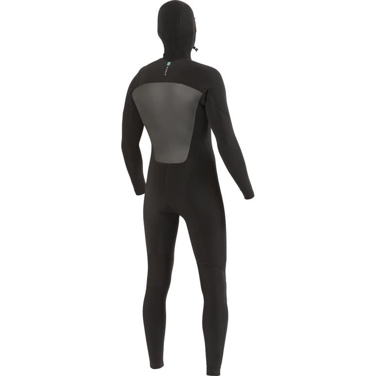 Vissla 7 Seas 4/3 Hooded Chest Zip Wetsuit - Black back