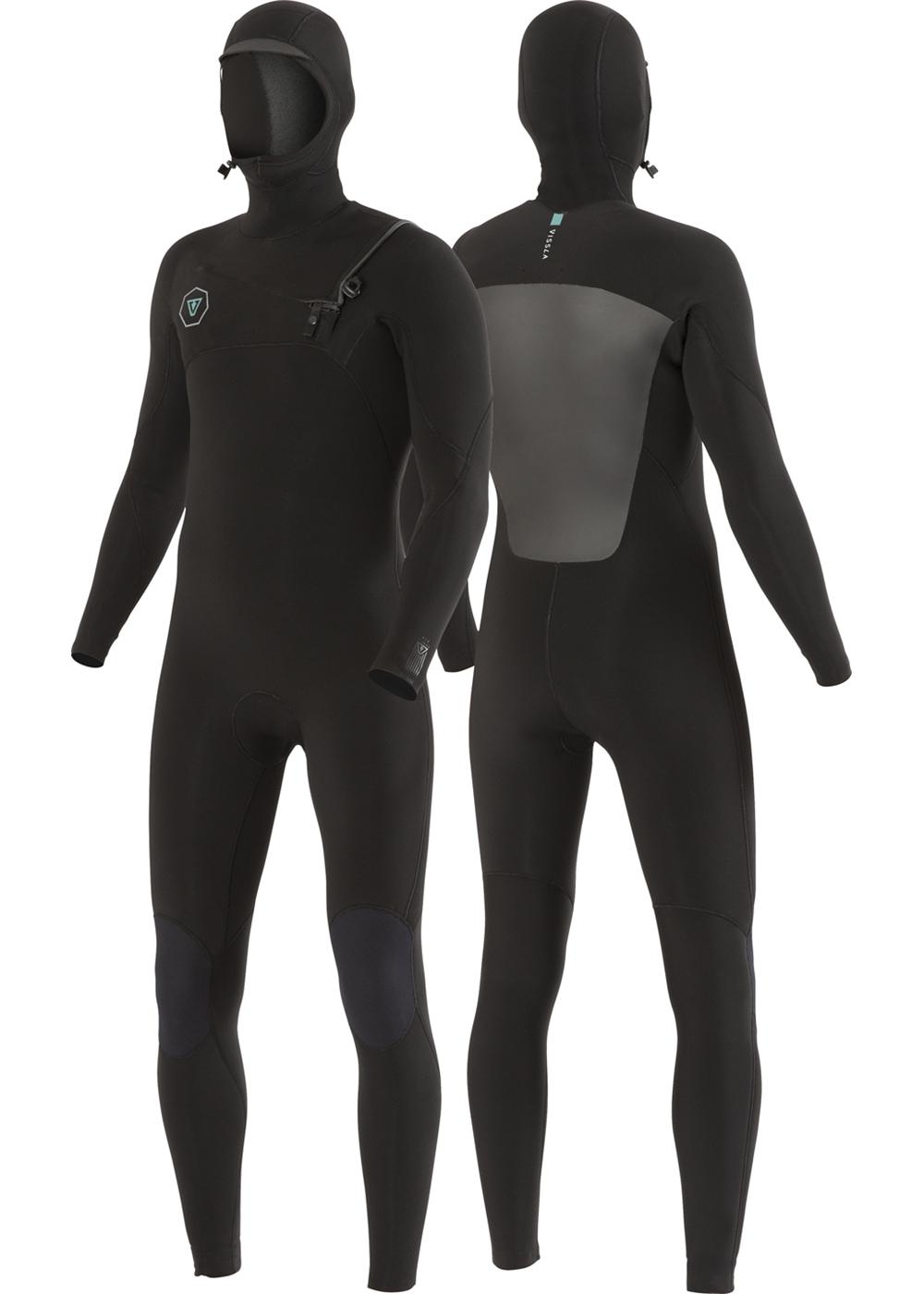 Vissla 7 Seas 4/3 Hooded Chest Zip Wetsuit - Black 