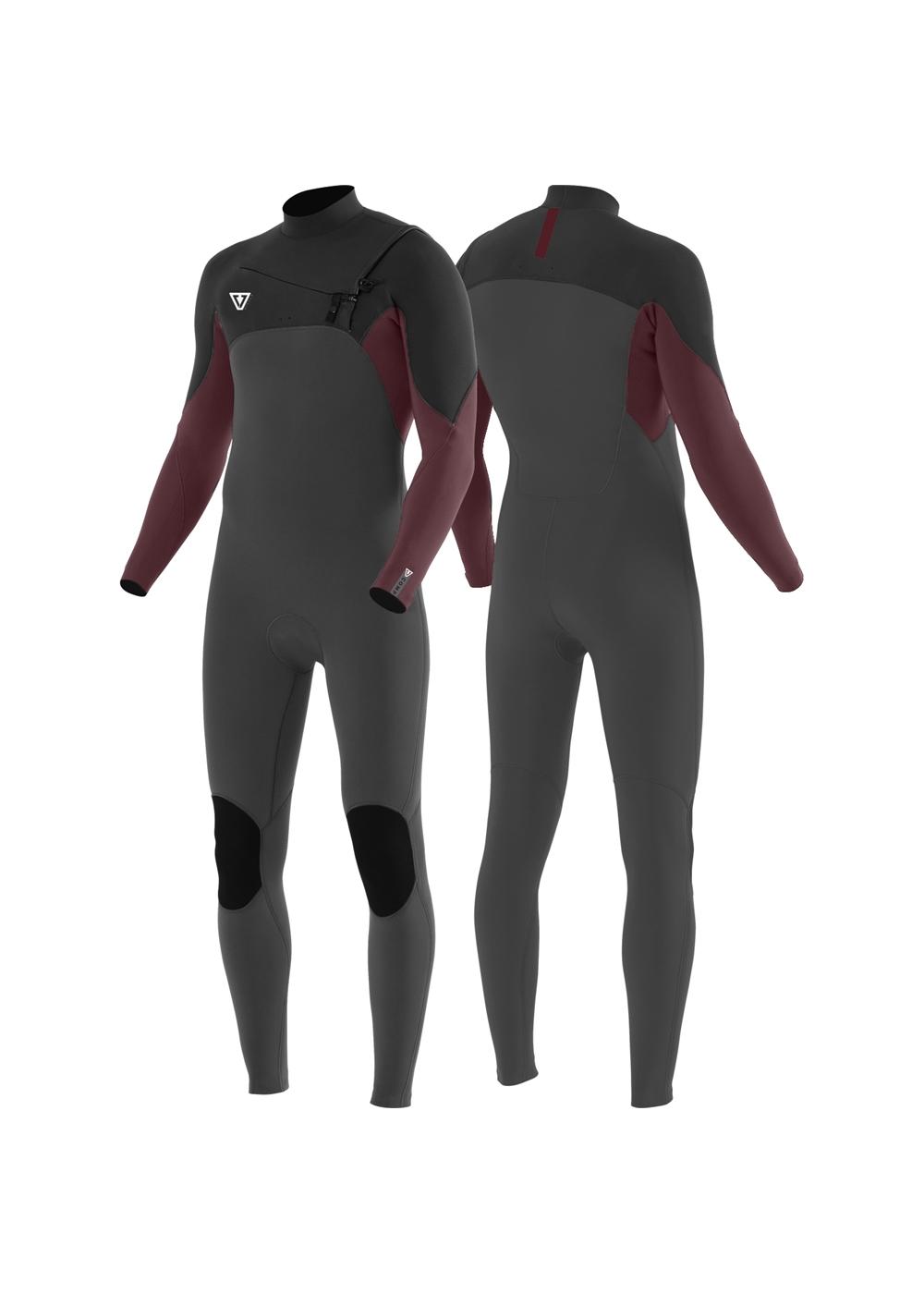Vissla 7 Seas Comp 3/2 Chest Zip Steamer Wetsuit - Charcoal - back