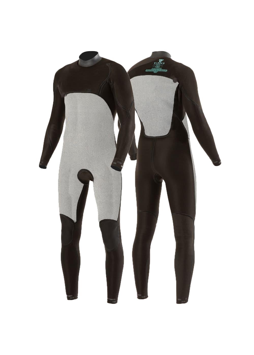 Vissla 7 Seas Comp 4/3 Full Chest Zip - Black 2 - Back with White