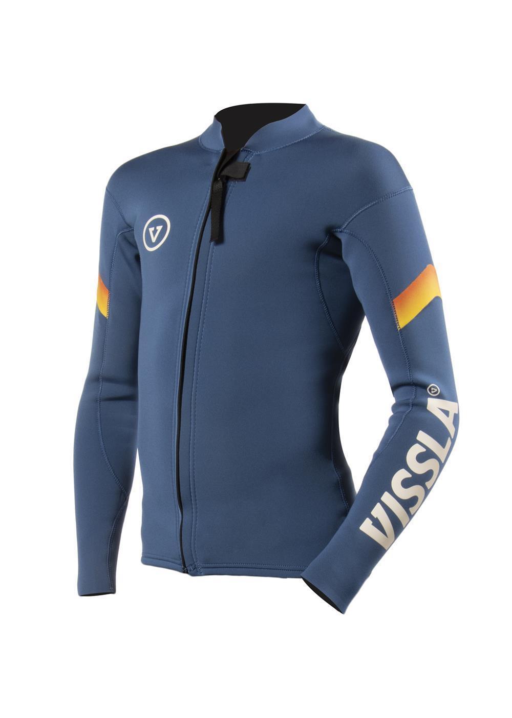 Vissla Boys 2mm 7 Seas Raditude Front Zip Jacket - Harbor Blue front