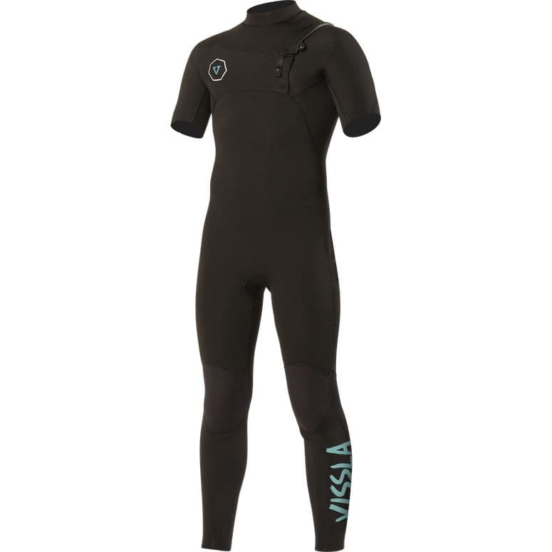 Vissla Boys 7 Seas 2/2 S/S Chest Zip Wetsuit - Black front