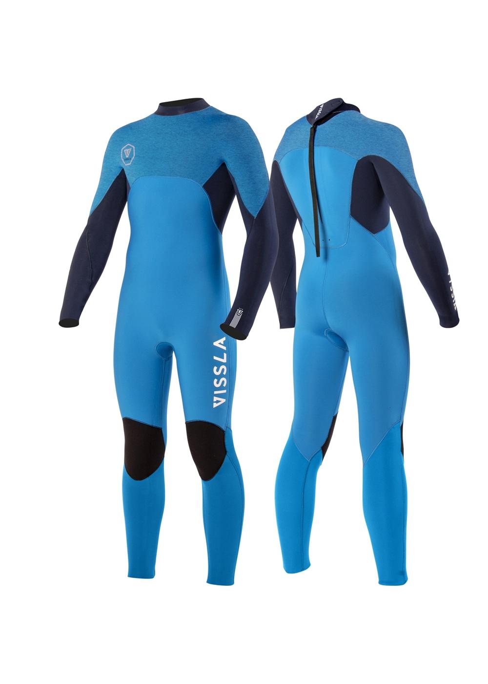 Vissla Boys 7 Seas 3/2 Back Zip Wetsuit - Baja Blue 1
