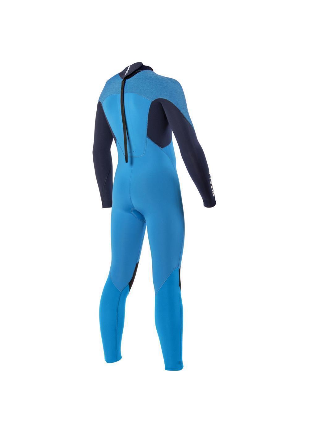 Boys 7 Seas 4/3 Back Zip Wetsuit - Baja Blue back