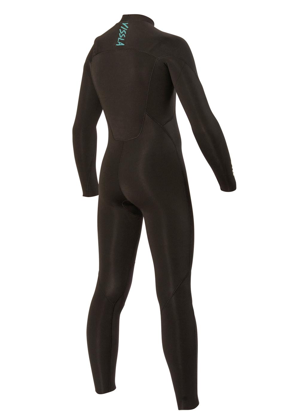 Vissla Boys 7 Seas 4/3 Chest Zip Wetsuit - Black back
