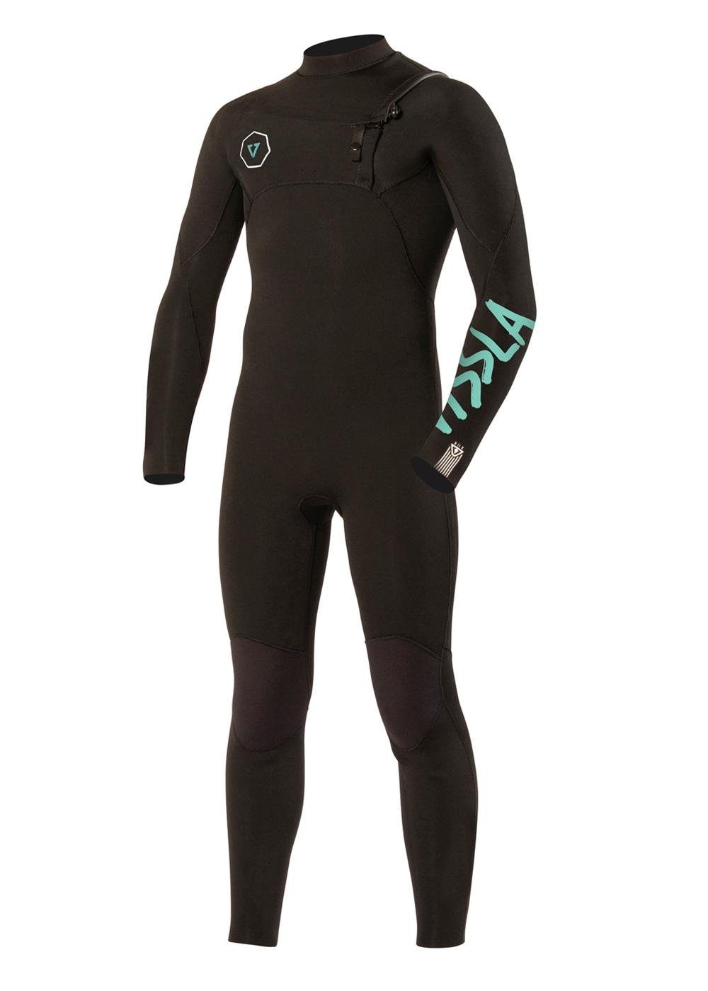 Vissla Boys 7 Seas 4/3 Chest Zip Wetsuit - Black front