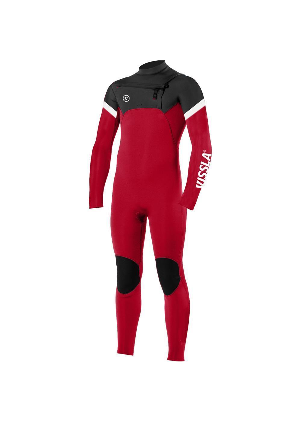 Vissla Boys 7 Seas Raditude 3/2 Chest Zip Wetsuit - Rusty Red front