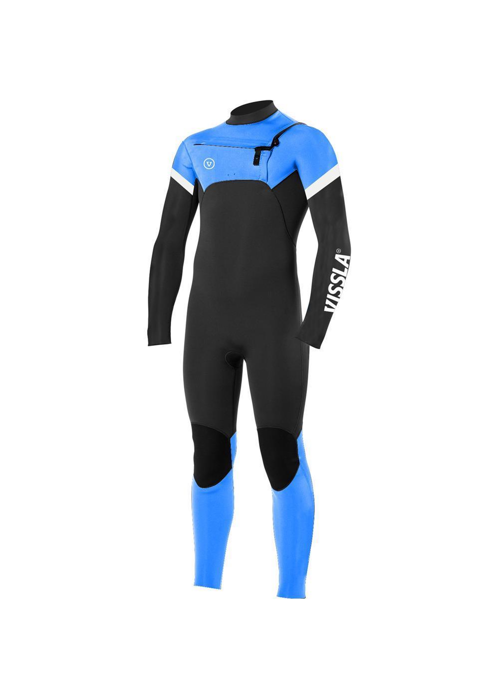 Vissla Boys 7 Seas Raditude 3/2 Chest Zip Wetsuit - Super Blue front