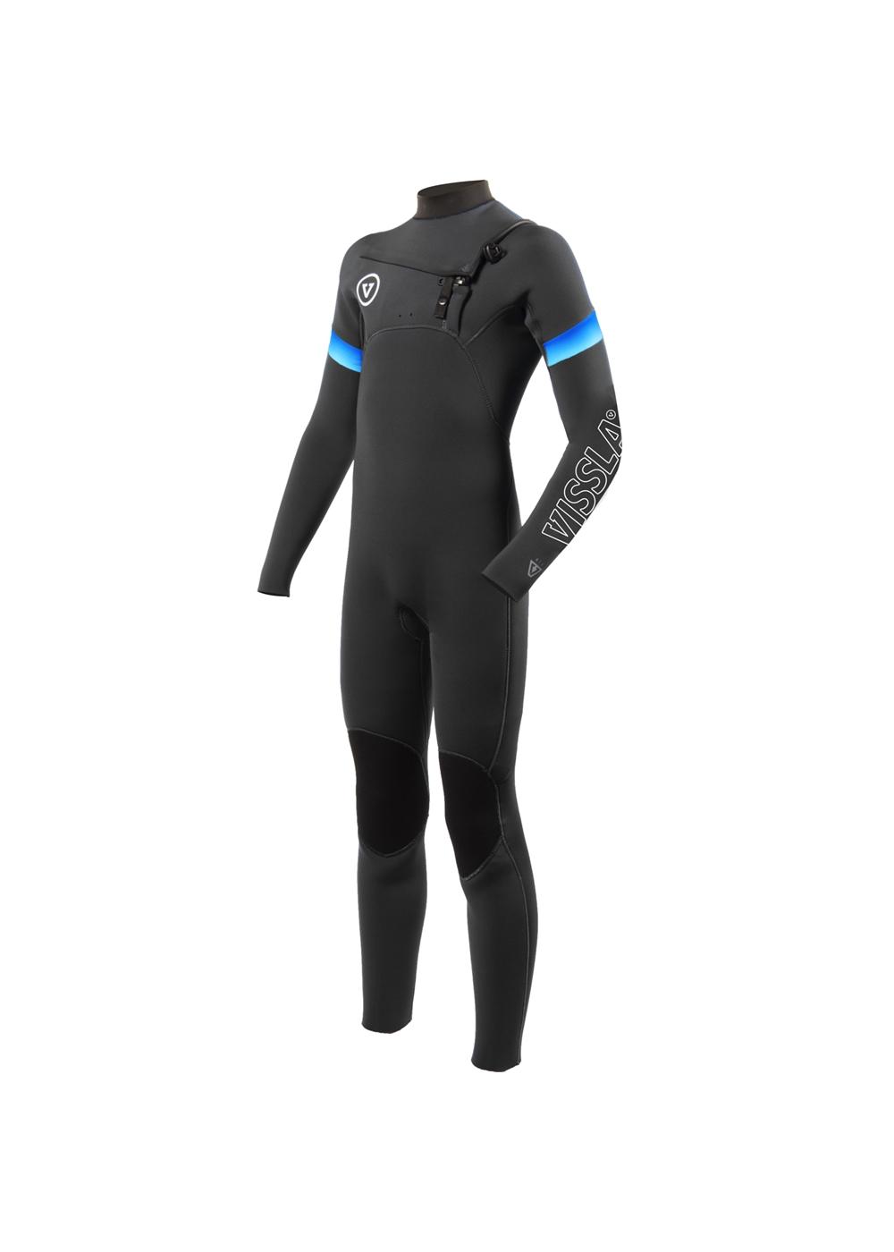 Vissla Boy's 7 Seas Raditude 3/2 Chest Zip Wetsuit - Black front