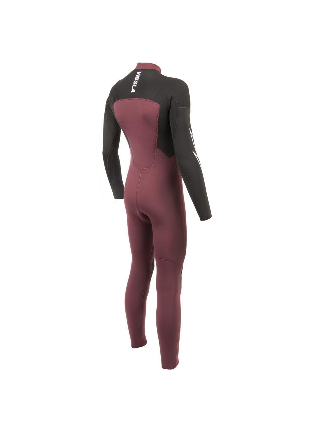 Vissla Boy's 7 Seas 4/3 Bolt Chest Zip Wetsuit - Wine back