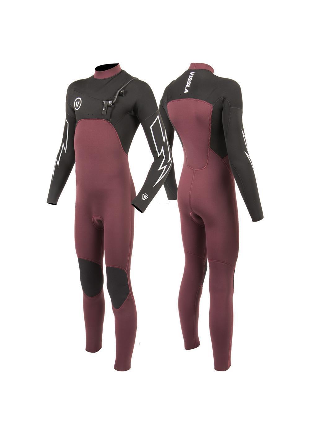 Vissla Boy's 7 Seas 4/3 Bolt Chest Zip Wetsuit - Wine