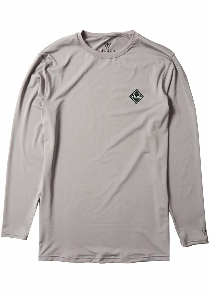 Vissla Easy Seas Eco Long Sleeve Surf Tee - Grey front