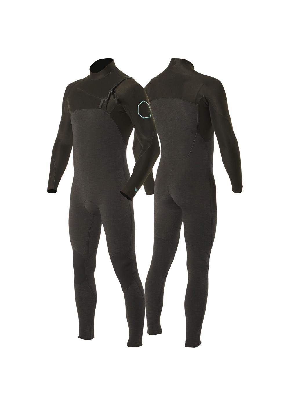 Vissla High Seas 3/2 Chest Zip - Black Heather - Front and Back