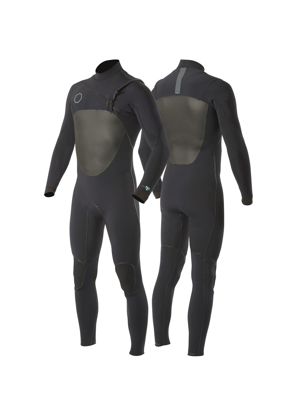 Vissla North Seas 3/2 Full Chest Zip - Black - Front and Back